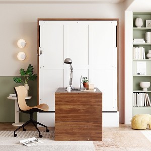 Whisen Full Size Murphy Bed with Foldable Desk, Space Saving Wall Bed - 1 of 4