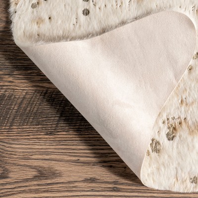 Off-White Faux Cowhide Handmade Tufted Square Rug