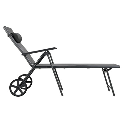 Gray Aluminum Outdoor Folding Lounge Chair Set with Cushions