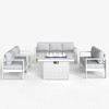 LayinSun 5 Pieces Aluminum Outdoor Patio Furniture Set, Metal Modern Conversation Sofa Set with Fire Pit Table and Washable Thick Cushions - 2 of 4