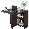 Coucheta 47.2'' Folding Dining Table, Drop Leaf Kitchen Table with 6 Wheels, 2-Tier Storage Shelf and Drawer, Space Saving Foldable Table - 3 of 4