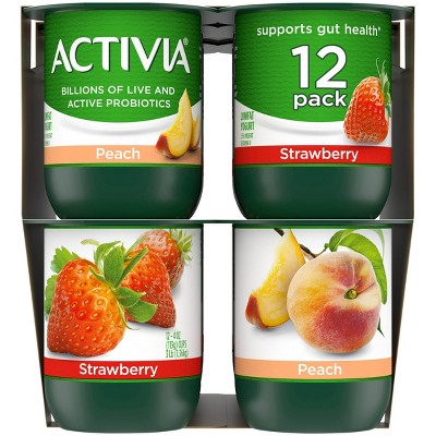 Activia Probiotic Peach &#38; Strawberry Yogurt Variety Pack - 12ct/4oz Cups_1