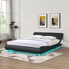 Queen Bed Frame Curve Design Faux Leather Upholstered Platform Bed Easy Assembly Bed Frame With LED Lighting Remote Control Platform Bed - 2 of 4
