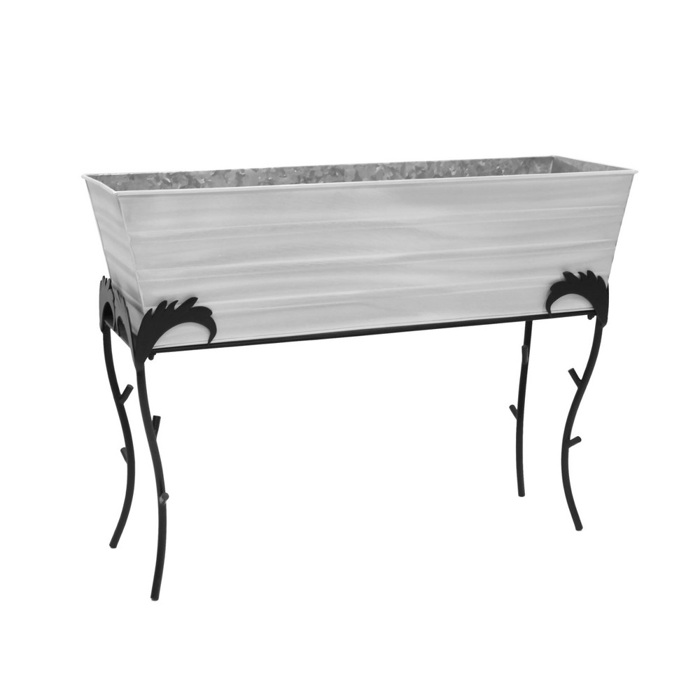 Photos - Flower Pot ACHLA Designs 25.75" x 35.25" Indoor/Outdoor Rectangular Galvanized Steel Flower Planter Box with Iron Stand Cape Cod White: