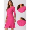 INSPIRE CHIC Women's Elegant Office 3/4 Sleeve Belted Slit Fishtail Sheath Dresses - 2 of 4