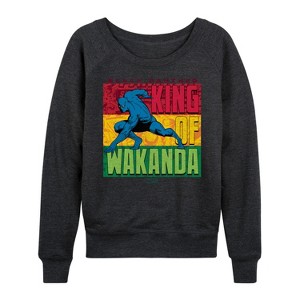 Women's - Marvel - Black Panther King of Wakanda Lightweight French Terry Wide Neck Long Sleeve Shirt - 1 of 4