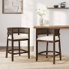 Christopher Knight Home Set of 2 Amir Contemporary Rubberwood Upholstered with Curved Rattan Back Counter Height Barstools Walnut - 2 of 4