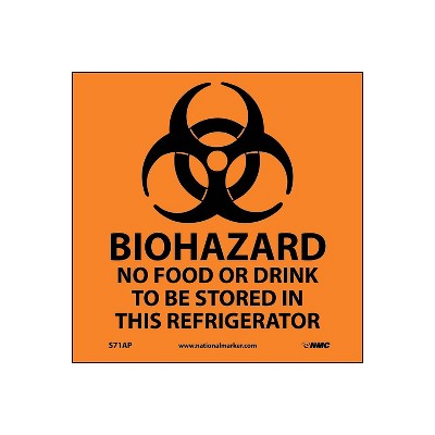 National Marker Biohazard No Food Or Drink . . .(Graphic); 4X4 Adhesive Vinyl Labels sold in 5/Pk
