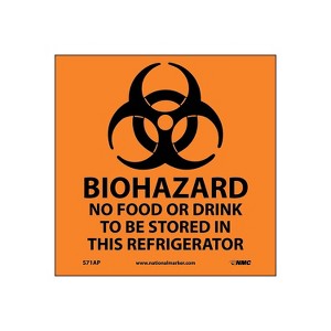 National Marker Biohazard No Food Or Drink . . .(Graphic); 4X4 Adhesive Vinyl Labels sold in 5/Pk - 1 of 1