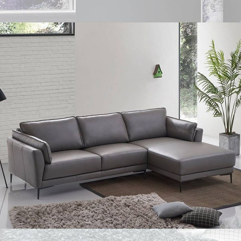 69&#34; Meka Sectional Sofa Anthracite Leather - Acme Furniture, 1 of 7