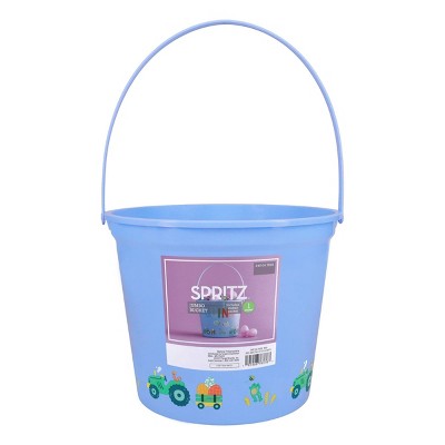 Jumbo Plastic Easter Bucket Printed Boarder with Stickers Blue - Spritz™