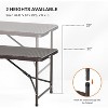 VINGLI 4 FT Plastic Folding Camping Table, Portable in/Outdoor Party Picnic Dining Desk,Garden Soccer Multipurpose Entertaining Activities, Brown - 3 of 4