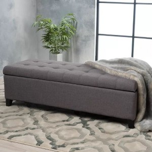 CAVINAS Rectangle Storage Ottoman Bench, Upholstered Ottoman with Storage, Multifunctional Bench with Hidden Compartment, Bedroom End Bench - 1 of 4