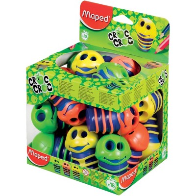 Maped Croc-Croc 2-Hole Pencil Sharpener Set with Expandable Canister, set of 18