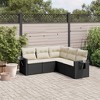 vidaXL 5 Piece Patio Sofa Set with Cushions Black and Cream - Without Table - 2 of 4