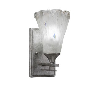 Toltec Lighting Uptowne 1 - Light Sconce in  Aged Silver with 5.5" Fluted Frosted Crystal Shade - 1 of 1