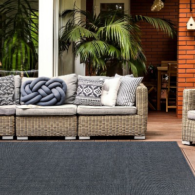 Contemporary Blue Synthetic 5' x 7' Flatweave Area Rug