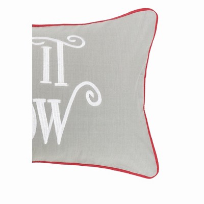 Gray and Red Rectangular Let It Snow Throw Pillow