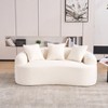 KWPZQEB Modern Loveseat Sofa for Living Room, Comfy Chenille Sofa with 3 Pillows, Curved-Shape Sofa Couch for Small Spaces, Bedroom - 3 of 4