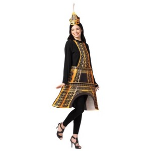 Imposta Costumes Adult Eiffel Tower Costume Bodysuit Gold/Black One Size - 1 of 3
