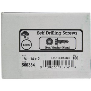 Hillman 1/4-14 Sizes X 2 in. L Hex Hex Washer Head Sheet Metal Screws 100 pk - 1 of 1