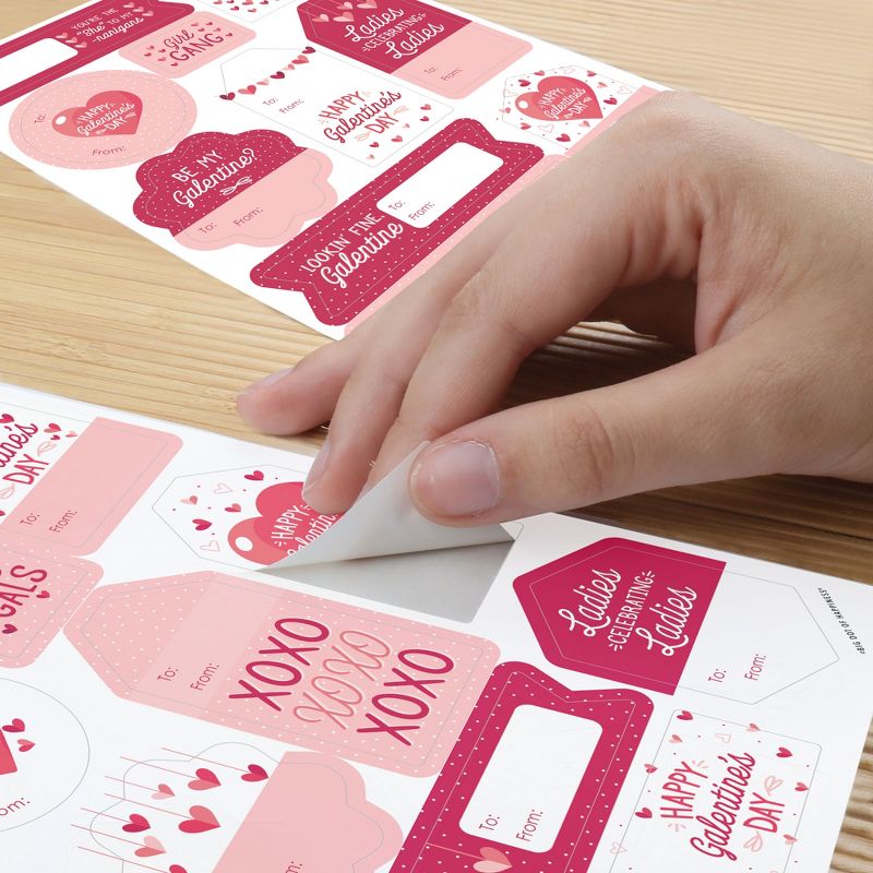 Big Dot of Happiness Happy Galentine's Day - Assorted Valentine's Day Party Gift Tag Labels - To and From Stickers - 12 Sheets - 120 Stickers, 6 of 10