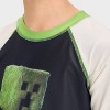 Boys' Minecraft Movie Art Rash Guard Top - Green/Black - 3 of 3