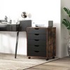 Costway 5 Drawer Chest Storage Dresser Floor Cabinet Organizer with Wheels Rustic Brown - 3 of 4