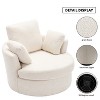 TIRAMISUBEST Cozy Swivel Lounge Chair, Oversized Round Sofa with Soft Chenille Fabric and 3 Supportive Pillows - 3 of 4