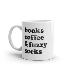 Crazy Dog T-Shirts Books Coffee And Fuzzy Socks Mug Funny Cute Cozy Text Graphic Novelty Cup-11oz - 1 of 4