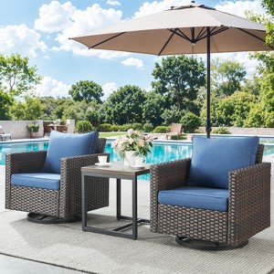 Outdoor Patio Swivel Chair Glider Chair with Removable Cushions for Porch - 1 of 4