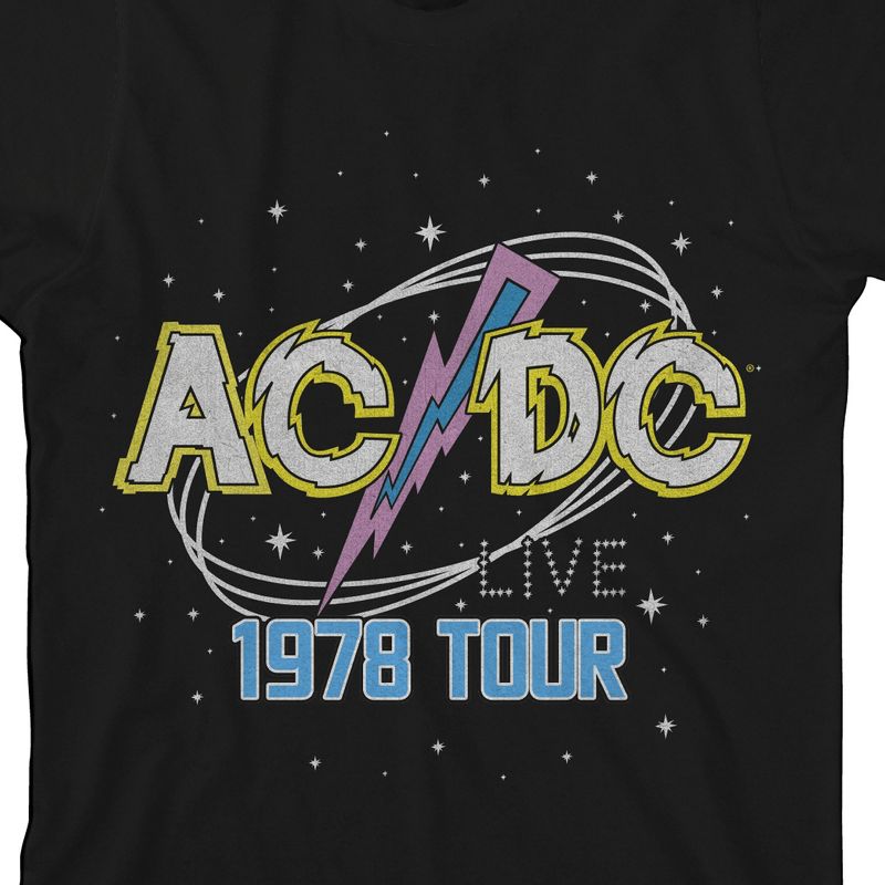 ACDC 1978 World Tour Pop Art Logo Crew Neck Short Sleeve Boys' Black T-shirt, 2 of 4