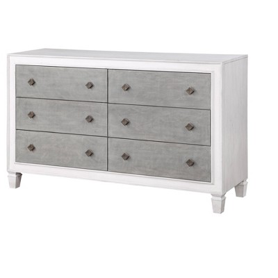 Katia Rustic Gray & Weathered White Finish Dresser