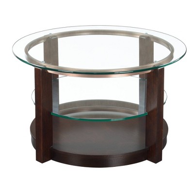 Benton Espresso 3-Piece Round Glass Top Occasional Table Set