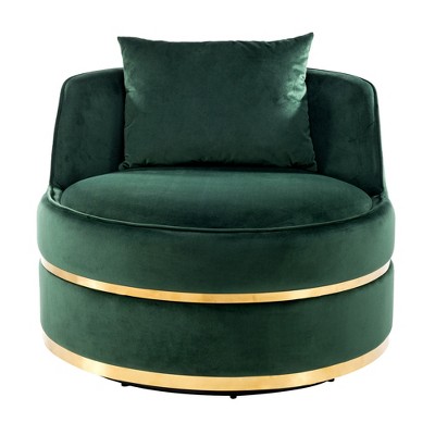 Racxily 360 Degree Swivel Accent Chair, Velvet Modern Upholstered Barrel Chairs, Over-Sized Soft Chair with Seat Cushion