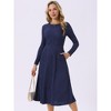 INSPIRE CHIC Women's Long Sleeve Round Neck Casual Stretchy A-Line Midi Dress - 4 of 4