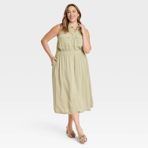 Essentials Women's Short-Sleeve Maxi Dress, Dark Olive, X-Small :  : Clothing, Shoes & Accessories