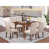 HomeStock 7-Piece Rectangle Mahogany Finish Solid Wood Top Dining Table with 6 Parson Chairs - 2 of 4