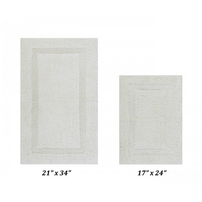 Ivory Cotton Tufted Reversible Bath Rug Set, 2 Piece