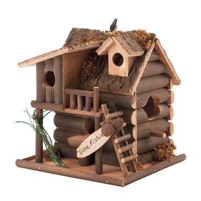 7.87" Gone Fishin' Wood Birdhouse Brown - Zingz & Thingz