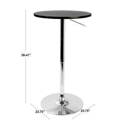 Adjustable Round Brown Wood Bar Height Table with Chrome Base