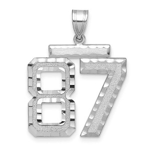 Black Bow Jewelry 14k White Gold, Varsity Collection, Large D/C Pendant, Number 87 - 1 of 3