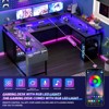 U Shaped Computer Gaming Desk with Power Outlets & LED Lights, Monitor Stand, Large Corner Desk - 4 of 4