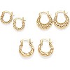 14K-18K Yellow Gold Plated Sterling Silver Posts Three Pairs Small Hoop Earrings for Women - Statement Gold Hoop Earrings Set - 3 of 4