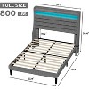 Bed Frame with 2-Tier Upholstered Headboard, Built-in Charging Station, Wood Slats, Underbed Storage, Noise-Free, No Box Spring - 2 of 4