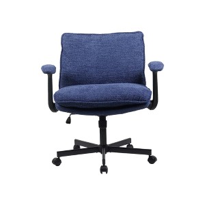 Criss-Cross Desk Chair: Wide Seat, Flip Arms & Wheels | Upholstered Vanity/Home Office Swivel - 1 of 4