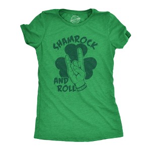Womens Funny T Shirt Shamrock And Roll St Patricks Day Graphic Tee For Ladies - Crazy Dog Women's T Shirt - 1 of 4