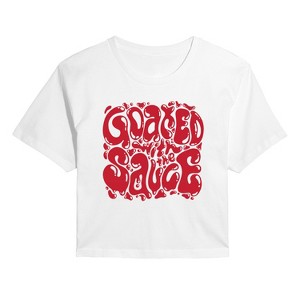 Women's - Instant Message - Goated With the Sauce Cropped Graphic T-Shirt - 1 of 4