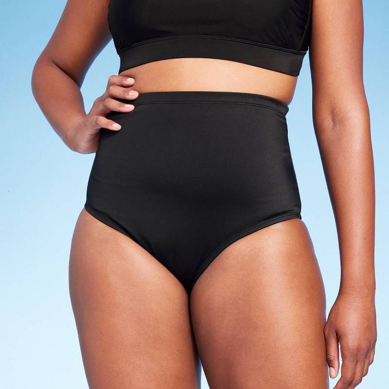 Women's Full Coverage Tummy Control Extra High Waist Bikini Bottom - Kona Sol™ Black, 5 of 12