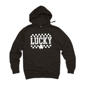 Simply Sage Market Women's Graphic Hoodie Checkered Lucky Shamrock - 1 of 2